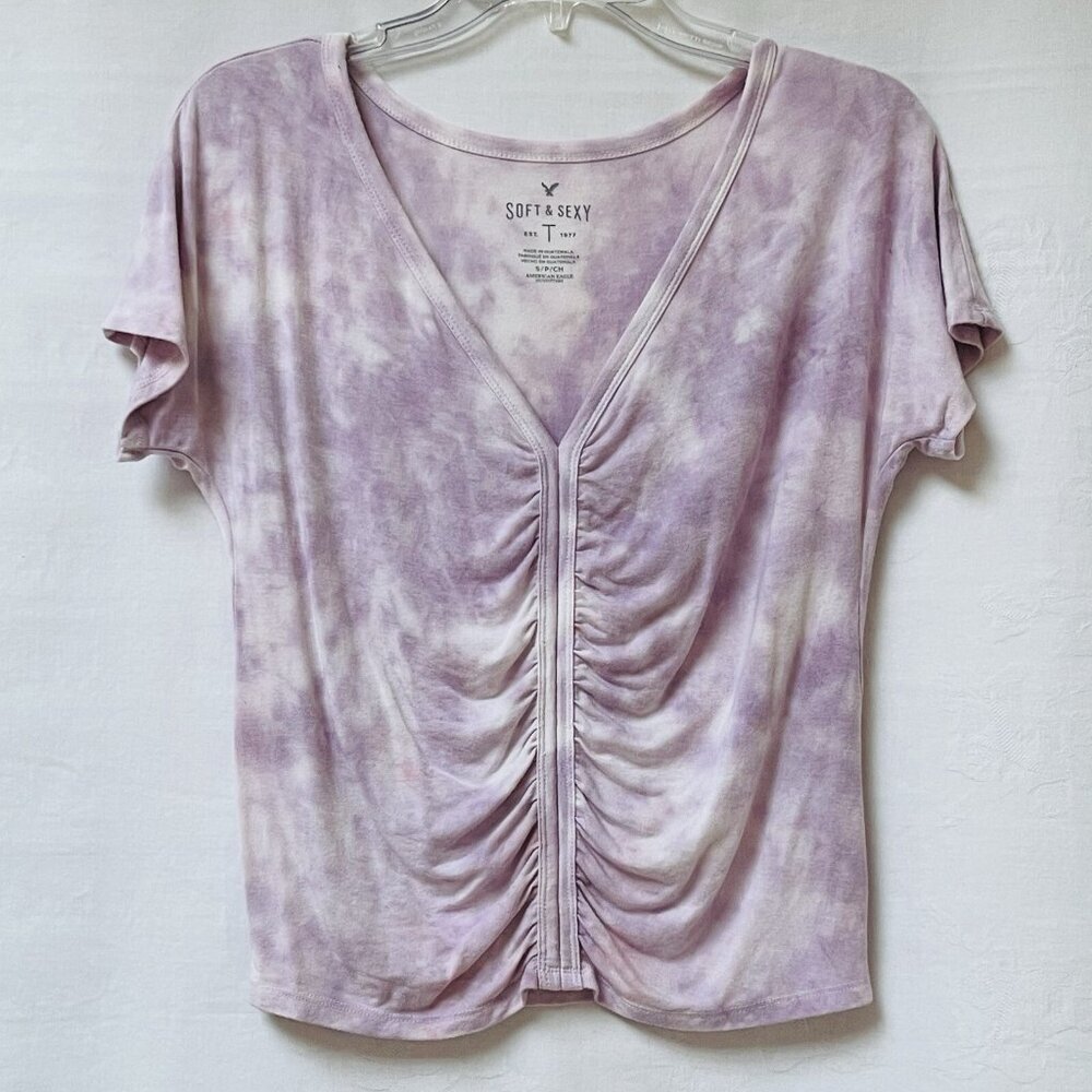 American Eagle Soft & Sexy Short Sleeve Tunic Top Stretchy Womens Small Purple